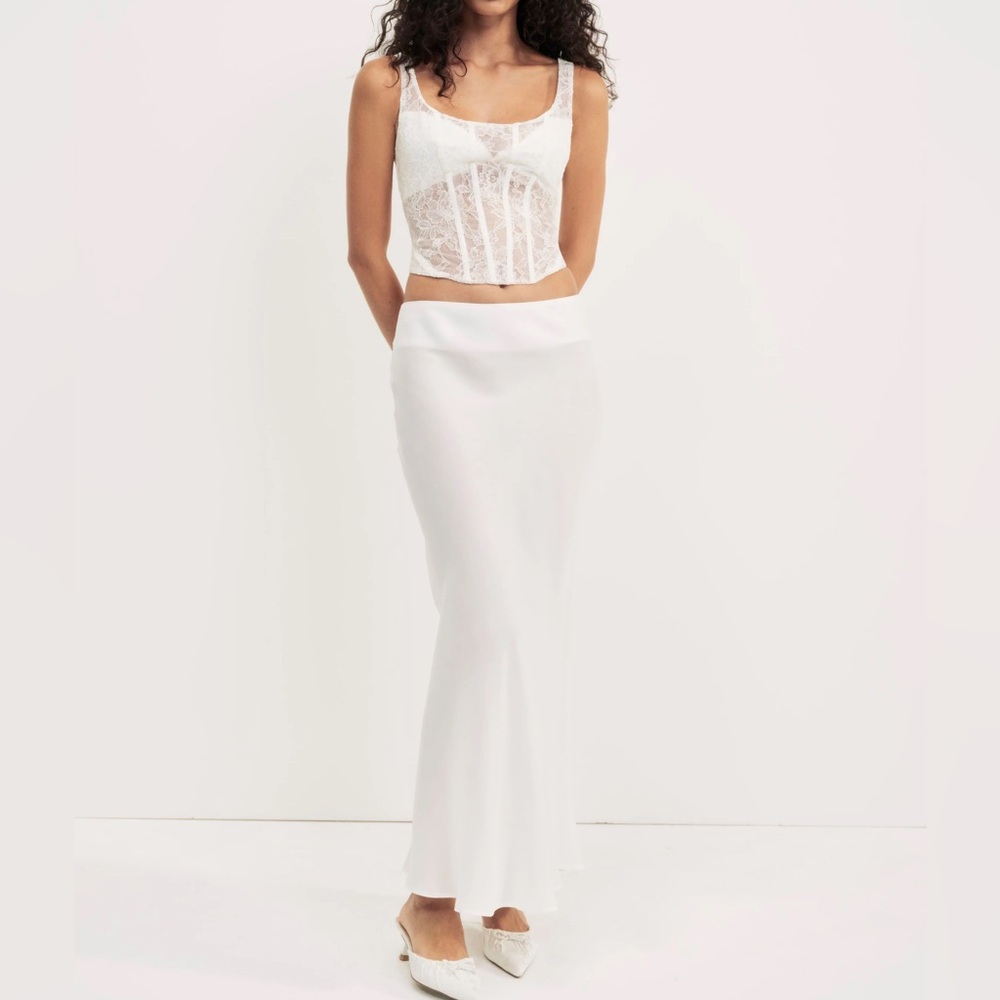 NWT For Love & Lemons Lena Maxi Skirt Cream